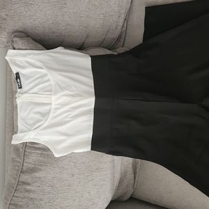 Black and white jumpsuit.